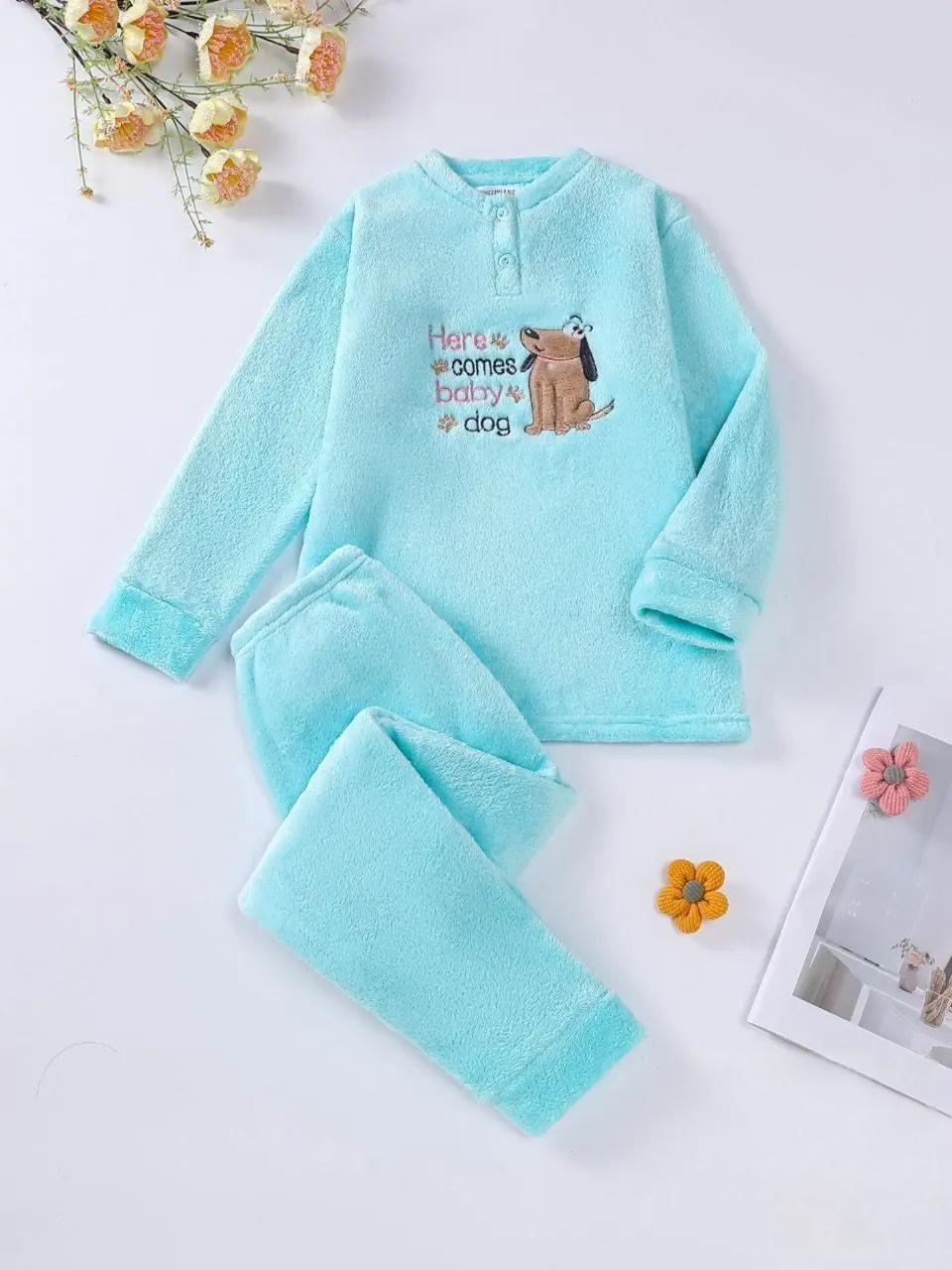 Піжама жіноча тепла BREND 4433k махра/велсофт XL Блакитний