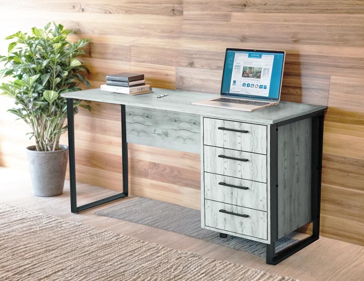 Стіл письмовий Tobi Sho LOFT Iceberg СПЛА/2-1 прямий з шухлядами стільниця 18 мм 1400х600х750 Дуб крафт білий