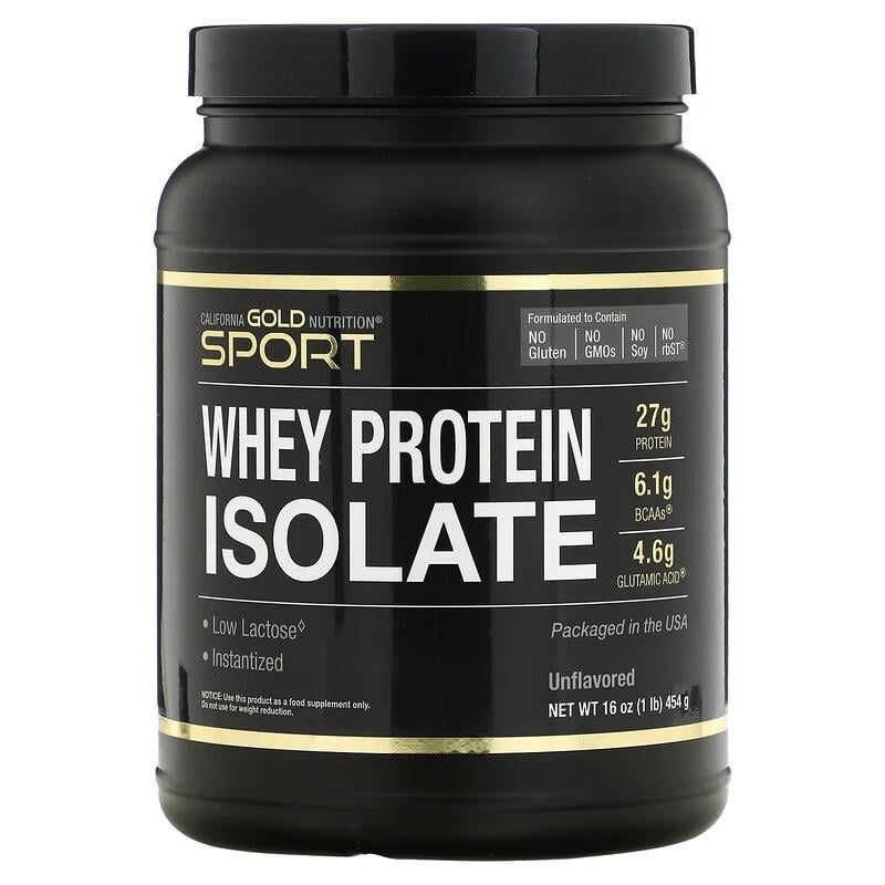 Изолят сывороточного протеина California GOLD Nutrition Whey Protein Isolate без вкуса 454 г (996632680) - фото 1