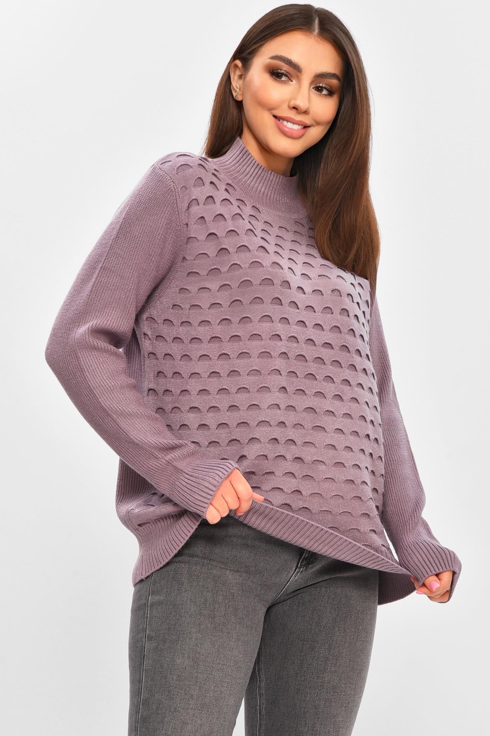 Светр жіночий 206590 однотонний XL-2XL Бузковий (206590_!335355_48-50) - фото 2