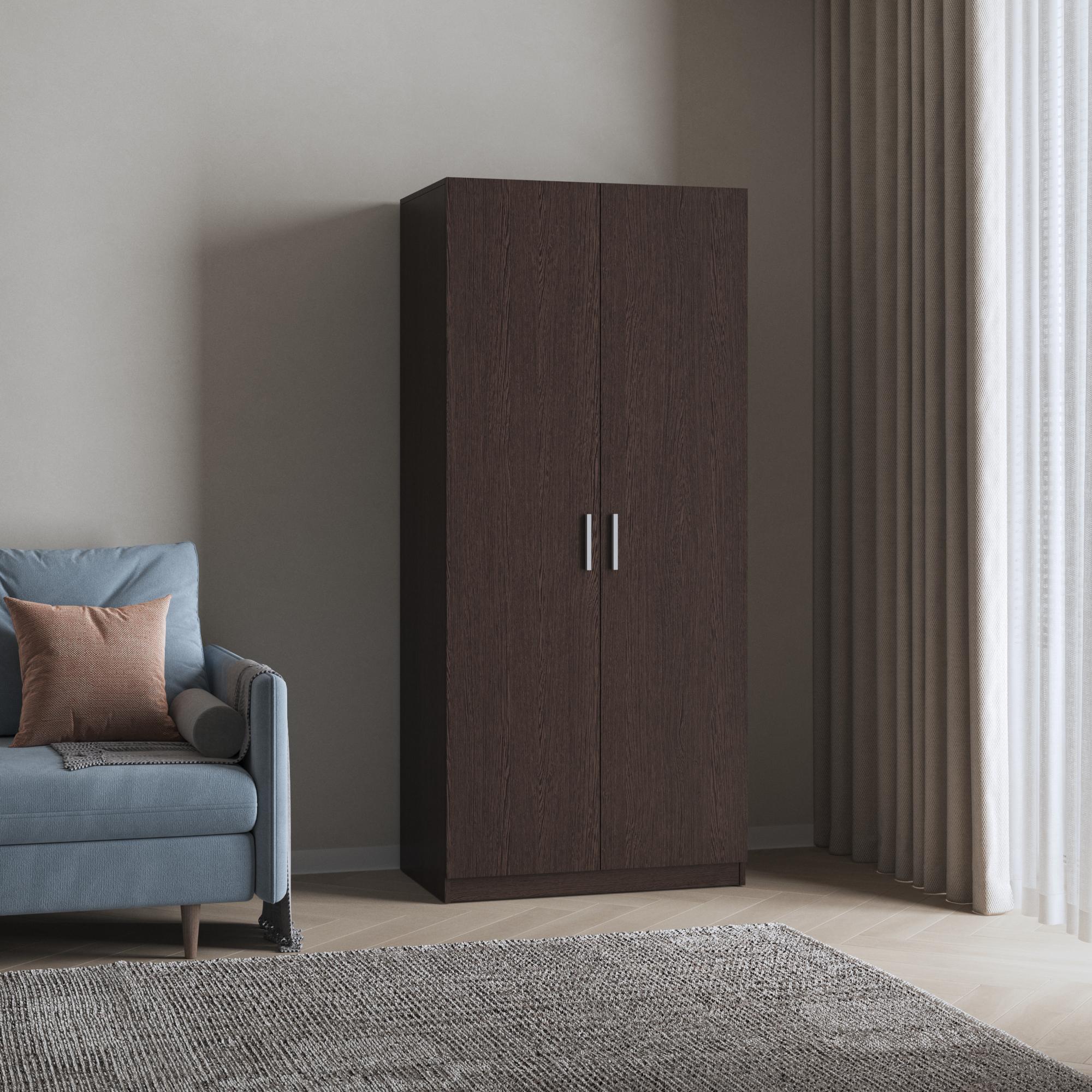 Шафа дводверна із штангою та полицею в спальню 800x1810x500 мм Венге темний (hm-54-vg)