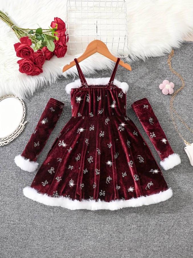 Платье детское бархатное с белым мехом Рождественская принцесса на 6 лет 116 см (2817244100) - фото 6 Платье детское бархатное с белым мехом Рождественская принцесса на 6 лет 116 см (2817244100) - фото 6