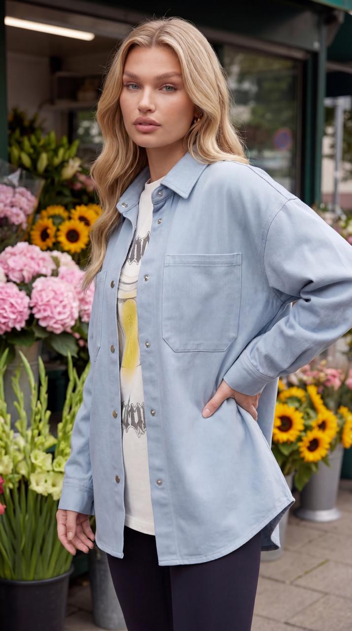 Рубашка джинсовая Oversize р. 42-44 Джинсовый (33382489)