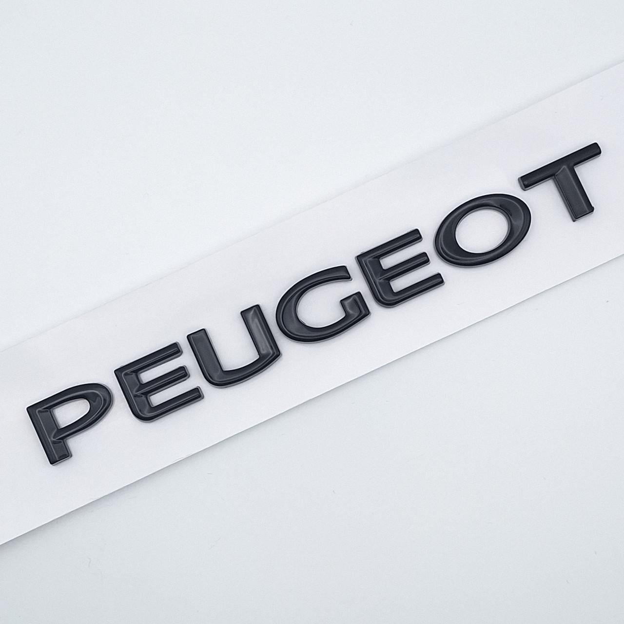 Эмблема надпись Peugeot ABS 13,5х1,4 см, Черный глянцевый (2452602345)
