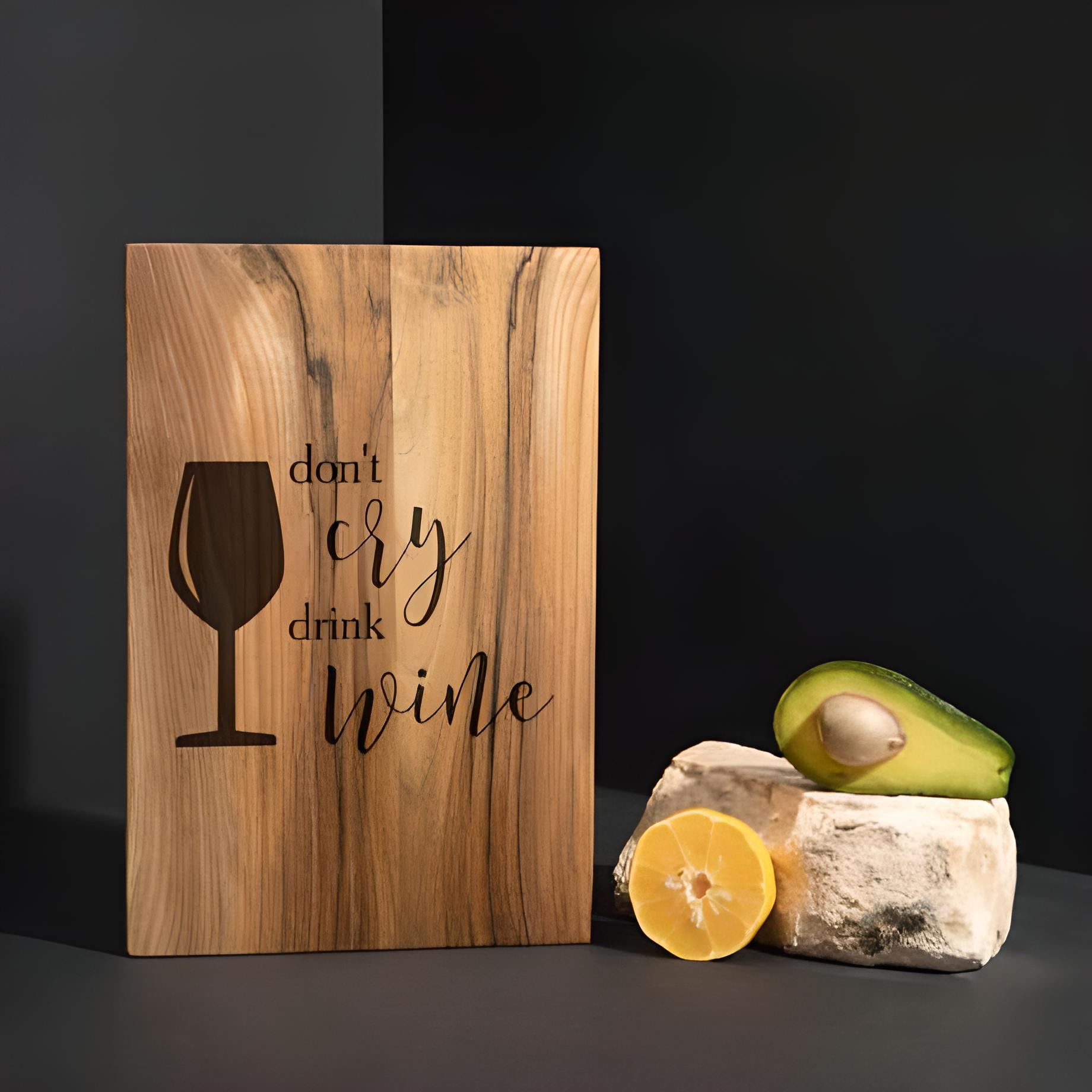 Доска кухонная Don't cry drink wine из ореха S (4-6-4598569)