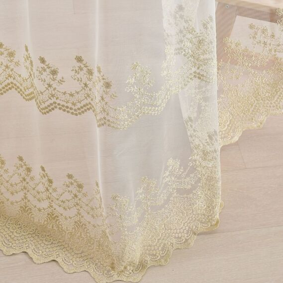 Тюль фатин IDEIA Марфа V-ЗОЛОТО 3,0 м c вышивкой (2200004164755)