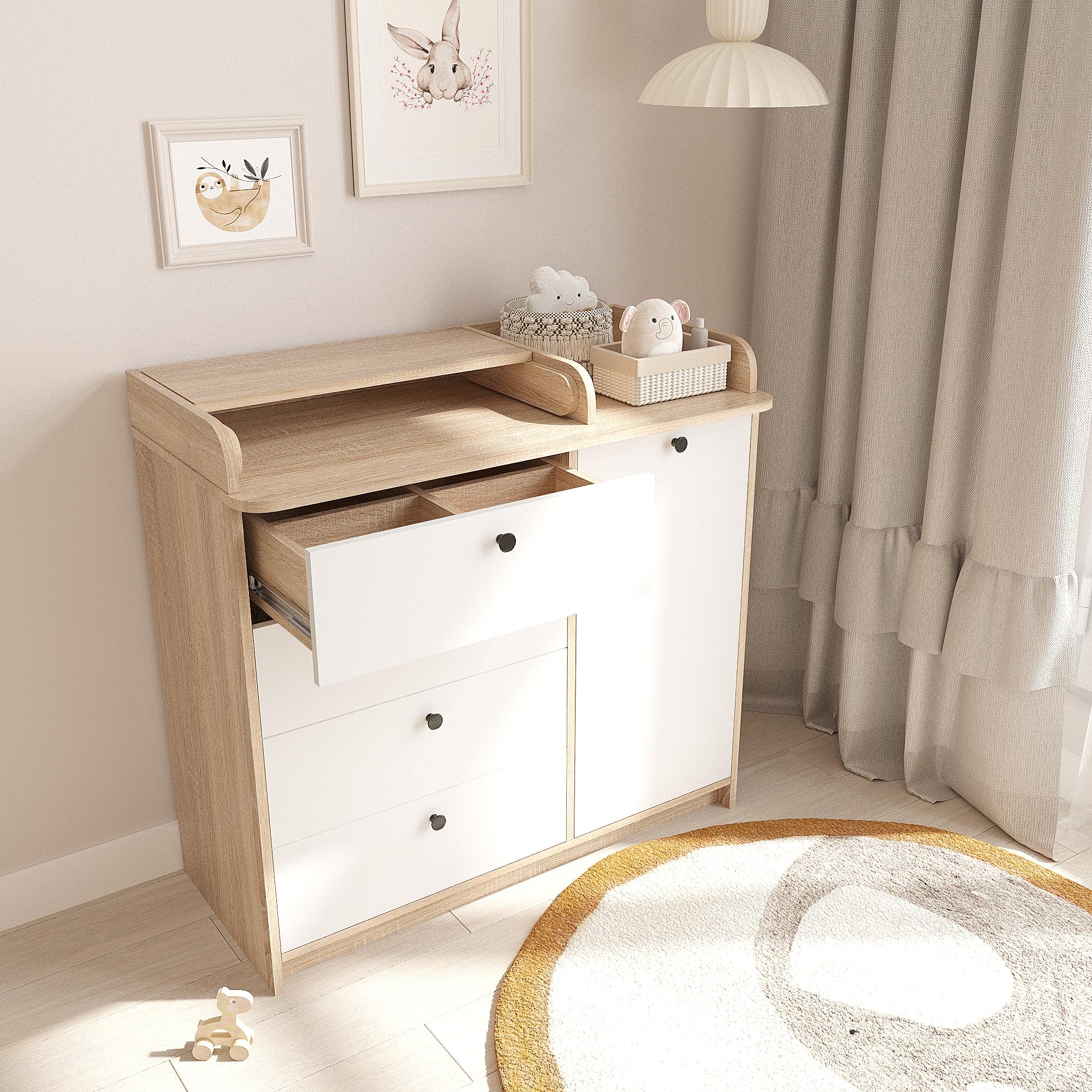 Комод пеленальный с ящиками КМ-П-дет 955х1000х420 мм Дуб сонома/Белый (29867332)