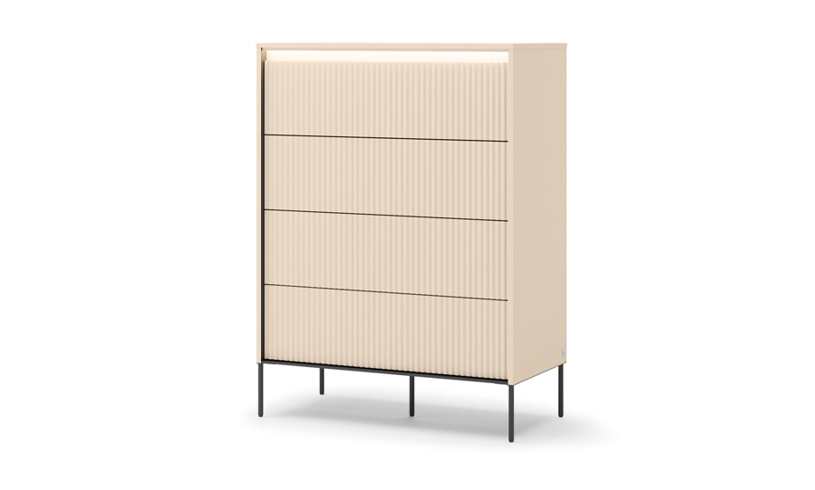 Комод высокий 4ш Trend TS-04 с подсветкой Бежевый