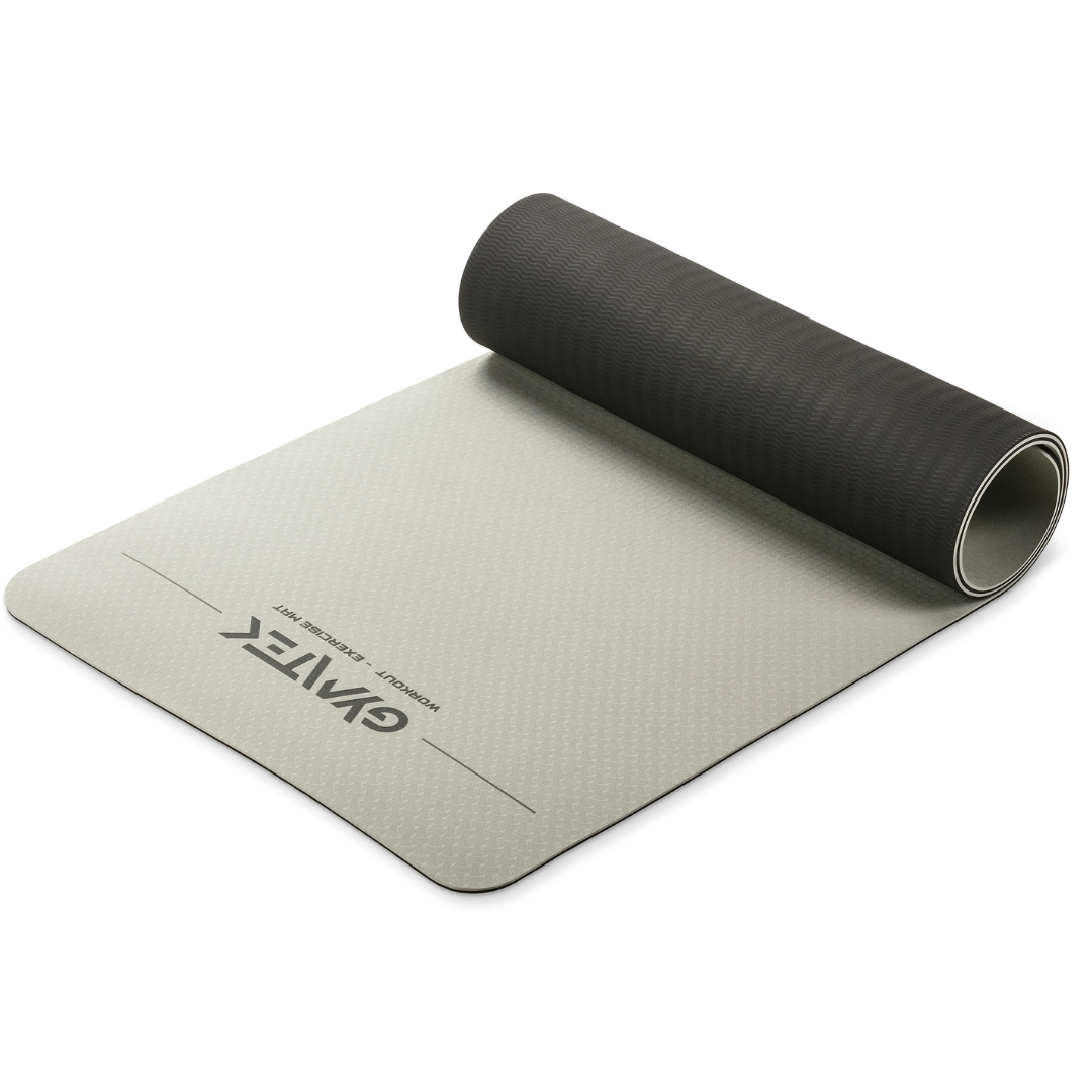 Килимок для фітнесу та йоги Gymtek ТРЕ 0,6 см Сіро-чорний
