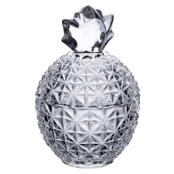 Конфетница стеклянная Ананас из хрустального стекла с крышкой (HP-4-112)