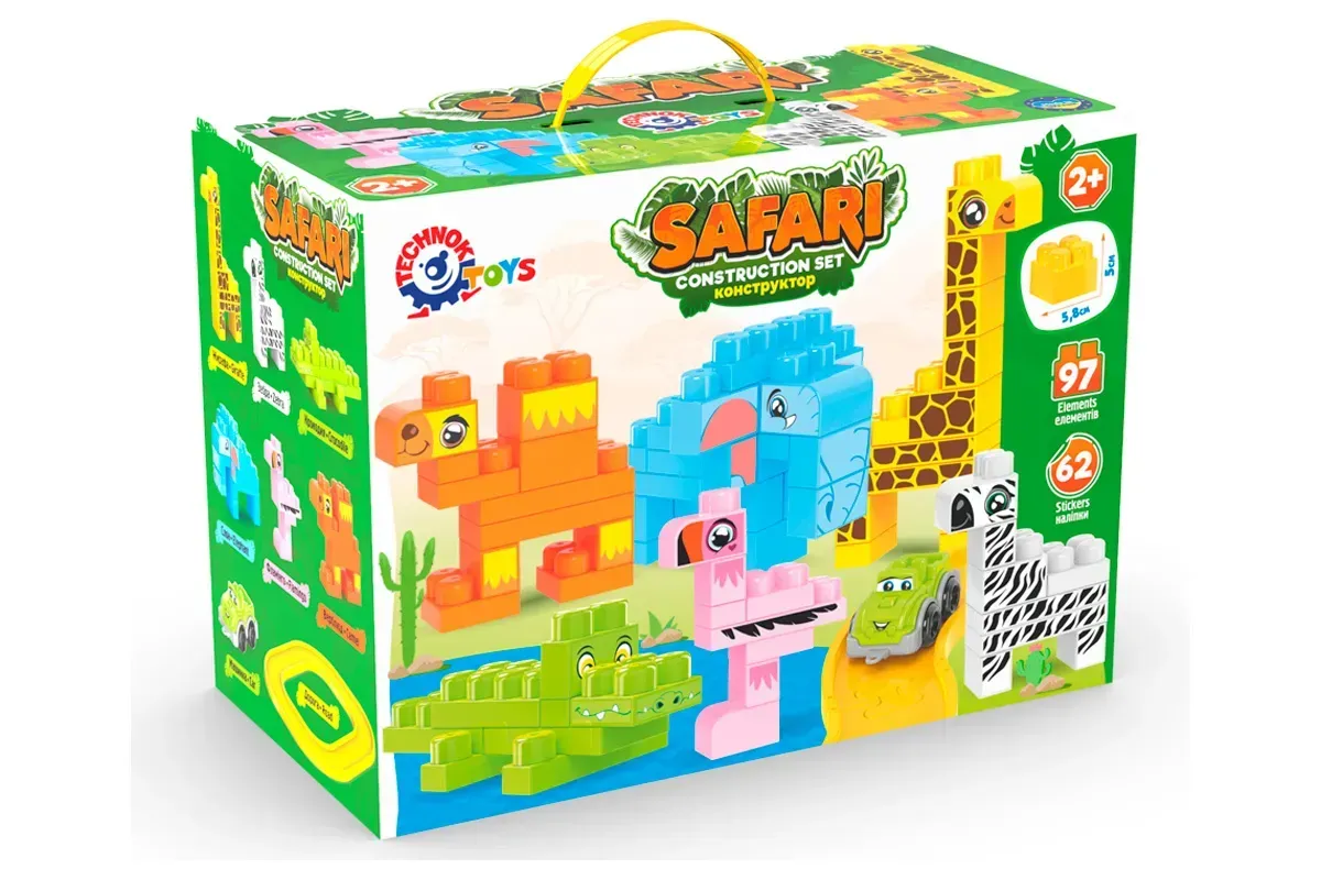 Конструктор детский ТехноК Safari Африканский заповедник из пластика на 97 деталей Разноцветный (150-98-TH9383)