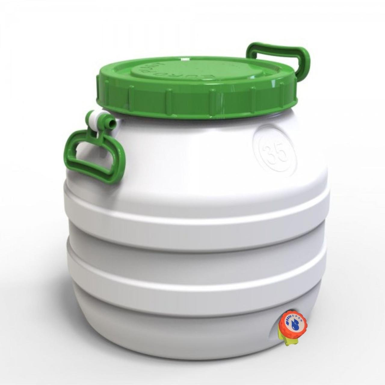 Бидон пищевой Евро Пласт с вентильным краном 35 л зеленая крышка (173451) - фото 1 Бидон пищевой Евро Пласт с вентильным краном 35 л зеленая крышка (173451) - фото 1