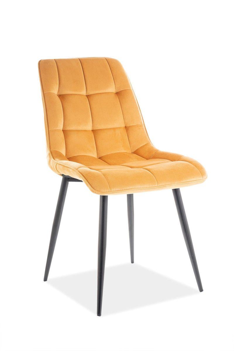 Стул кухонный Signal CHIC VELVET 890х510х440 мм (мягкий для кухни/гостиной/офиса) Металл/Ткань Бархат цвет Черный/Карри (CHICVCCU)