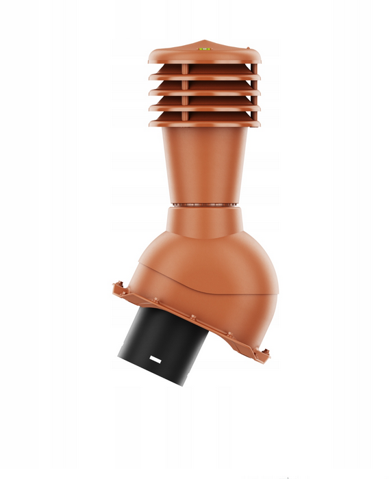 Выход вентиляционный неутепленный Kronoplast KBR для металлочерепицы Pruszynski Arad и Ruukki Adamante 125 мм Ral 8004 Кирпичный (KBR 1-6)