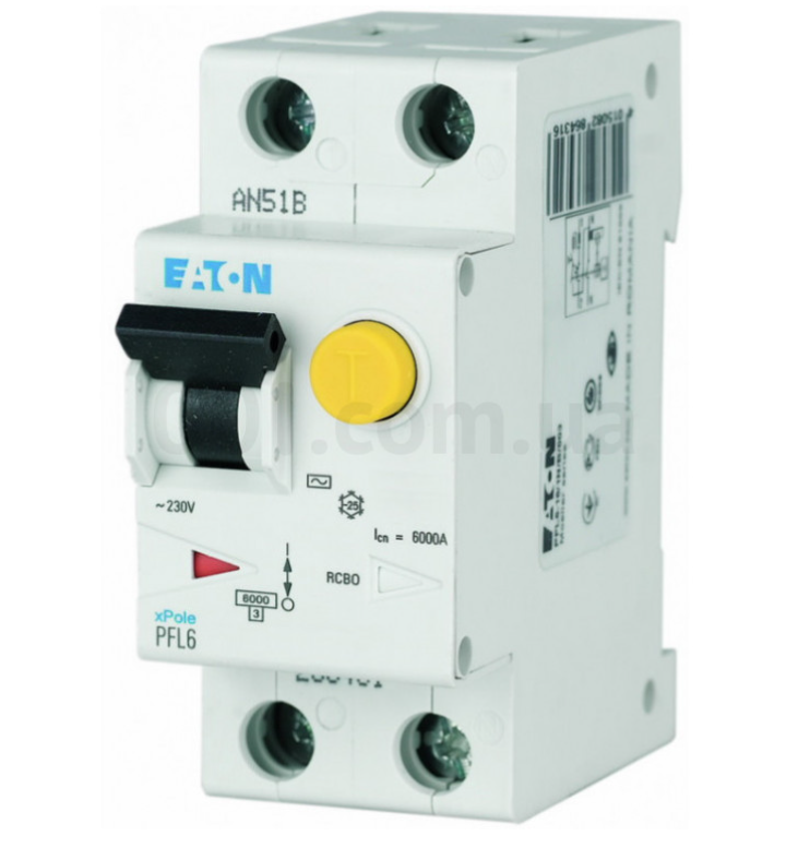 Пристрій захисного відключення ПЗВ PF6-25/2/003 2P 25 А 30 мА тип AC Eaton 286492 (Х2804)