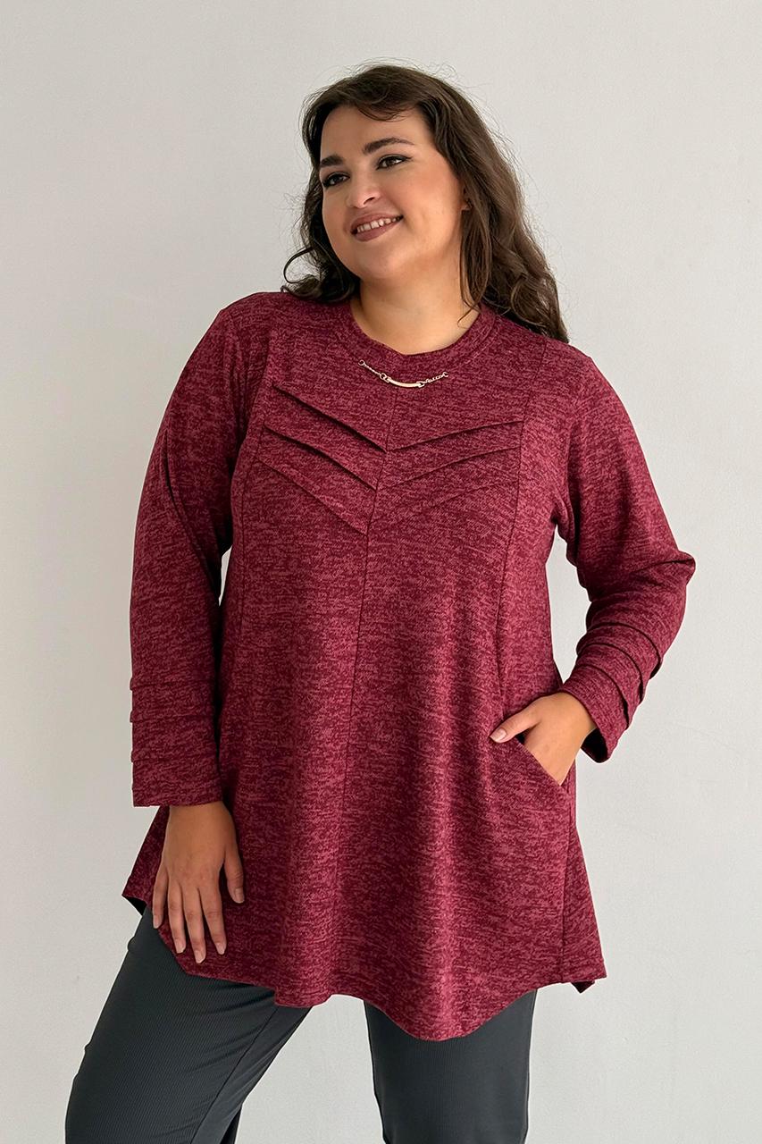 Туніка жіноча батал PANNI Божена м'який трикотаж р. 56-58 Бордовий (Р2508252252)