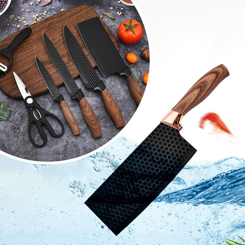 Кухонный набор профессиональных ножей 6в1 из нержавеющей стали и деревянными ручками - фото 8 Кухонный набор профессиональных ножей 6в1 из нержавеющей стали и деревянными ручками - фото 8