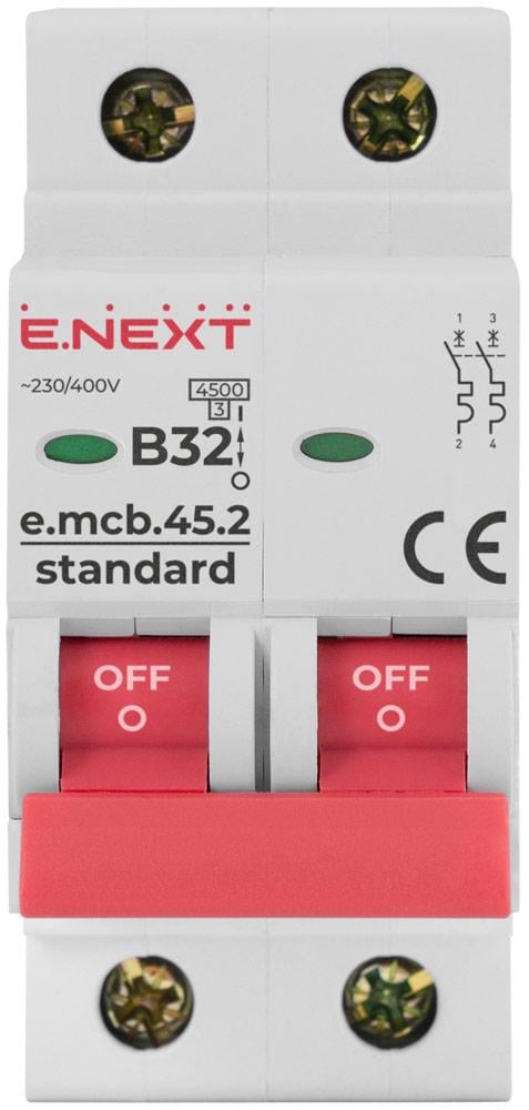 Автоматический выключатель E.NEXT e.mcb.stand.45.2.B32 2р 32А 4,5кА B (s001020) - фото 2