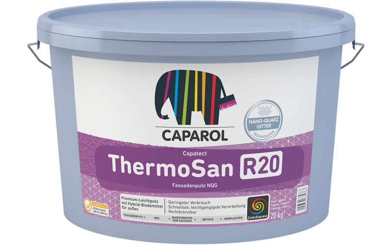 Штукатурка фасадна гібридна Caparol ThermoSan Fassadenputz NQG K20 База 20 кг Прозорий