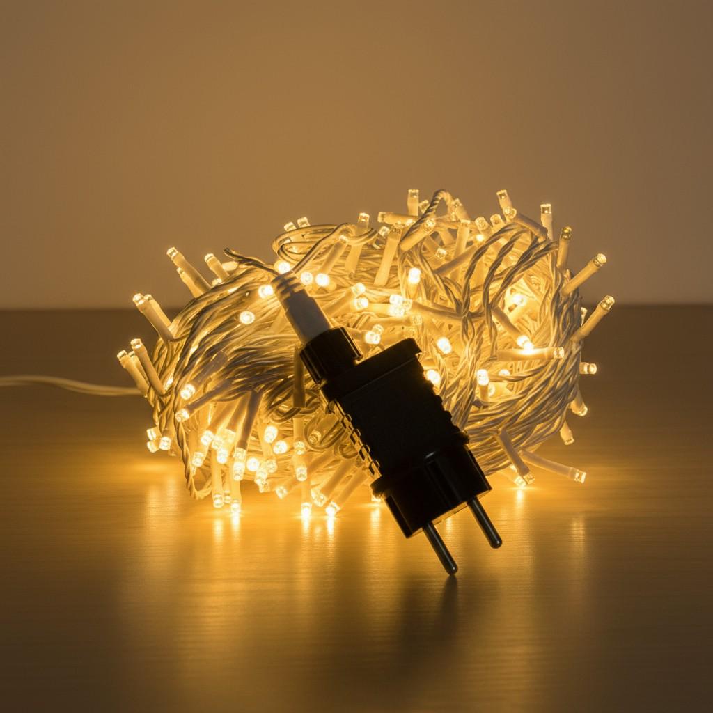 Гирлянда-нить уличная сетевая новогодняя 8 режимов 30 м 300LED IP65 Белый/Желтый (CF300L30MWY)