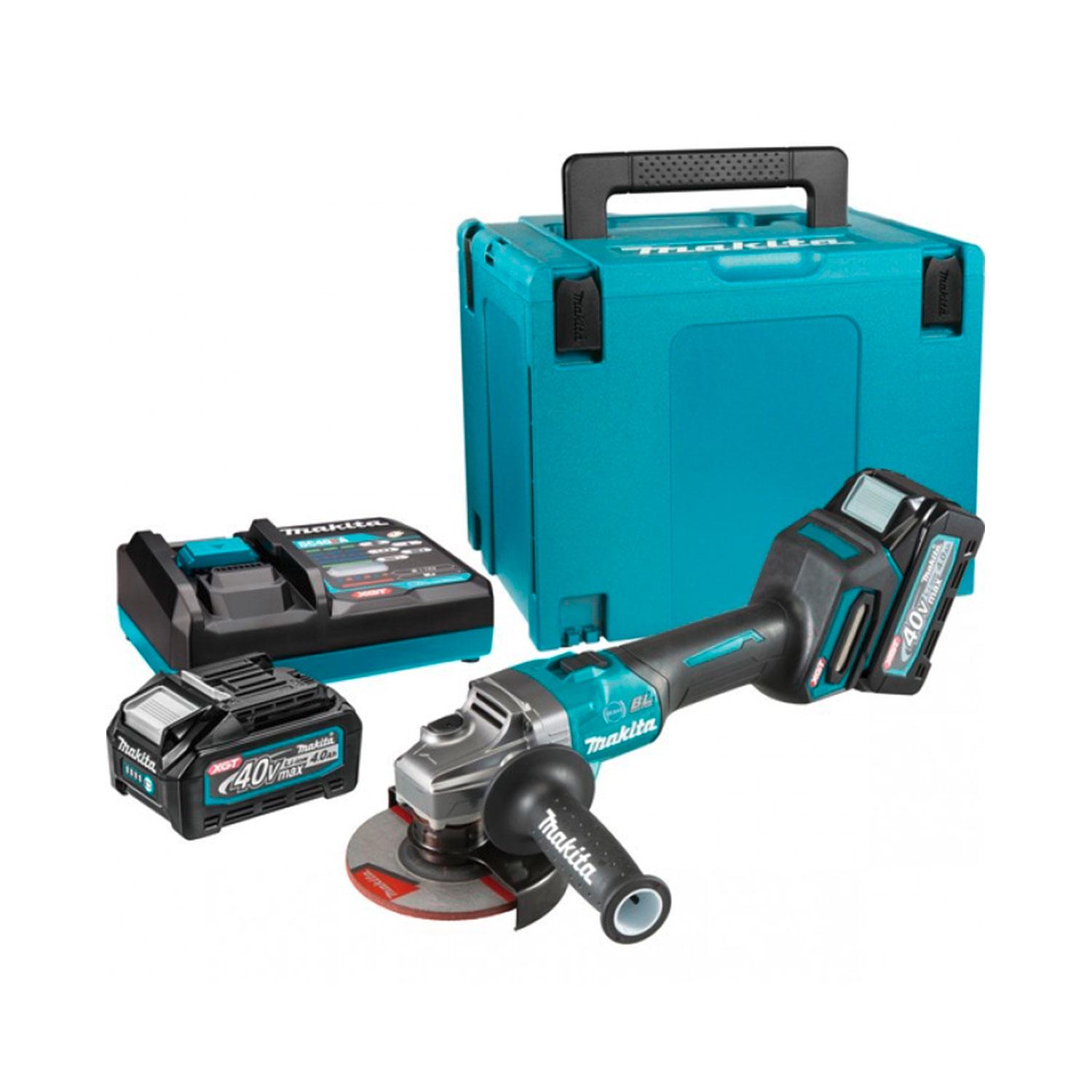 Аккумуляторная угловая бесщеточная шлифмашина Makita GA008GM201 XGT 40V MAX 125мм + 2 АКБ 4 Ah + З/У + кейс MakPac болгарка шлифмашинка УШМ (4209)