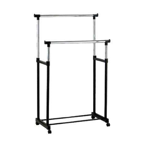 Стойка-вешалка для одежды и обуви RIAS Double Pole телескопическая 78x42x160 см Black (2_008023)