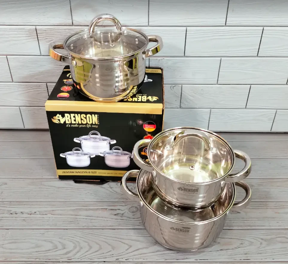 Набор кастрюль Benson 6 пр. (BN-199) - фото 3