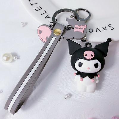 Брелок для ключей Kuromi Hello Kitty Куроми Хелло Китти черно-белый (031)