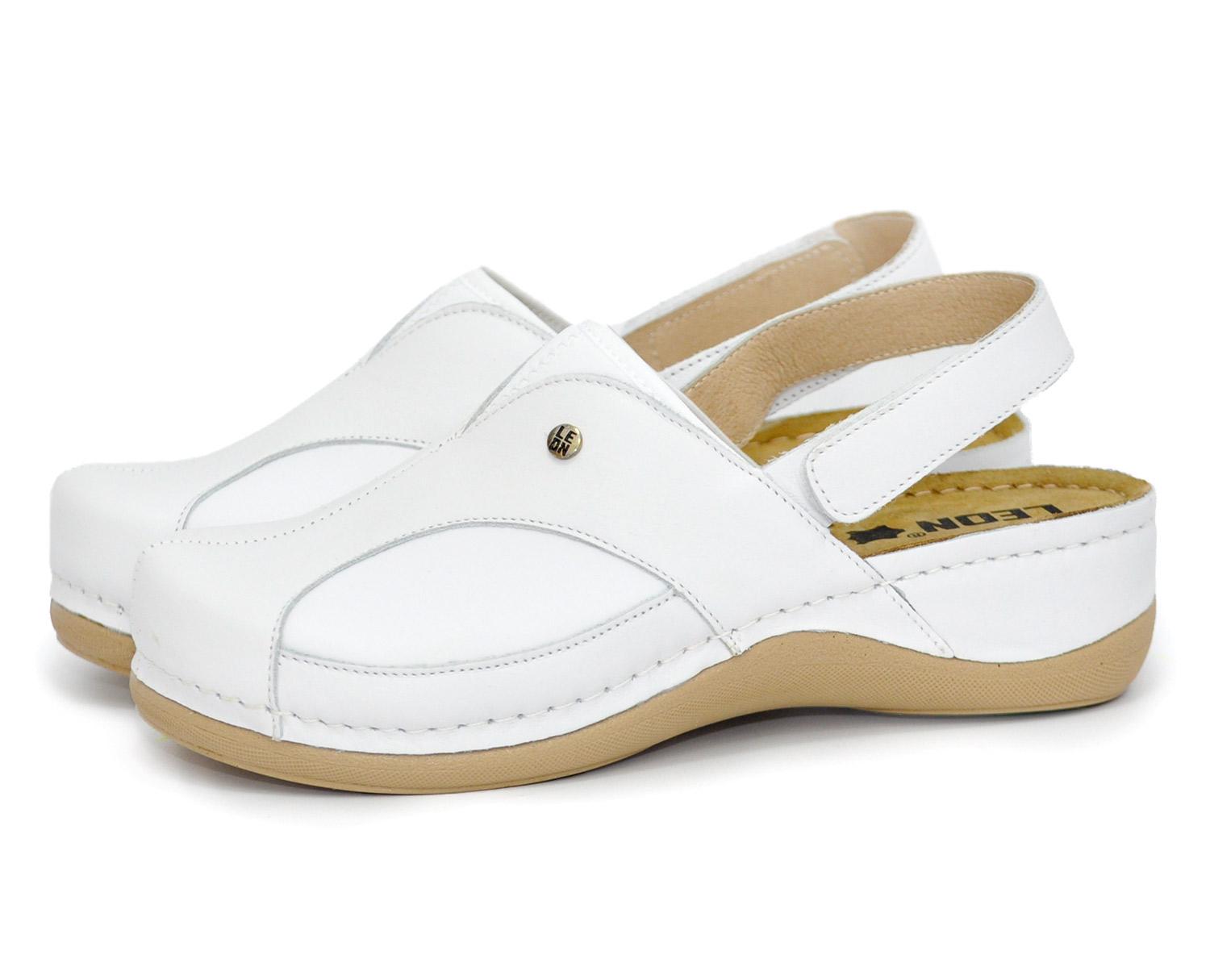 Женские сабо кожаные Leon 913 р. 38 Белый - фото 2