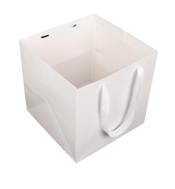 Подарунковий пакет 30х30х30 см ламінований картон Білий (10568) - фото 2 Подарунковий пакет 30х30х30 см ламінований картон Білий (10568) - фото 2