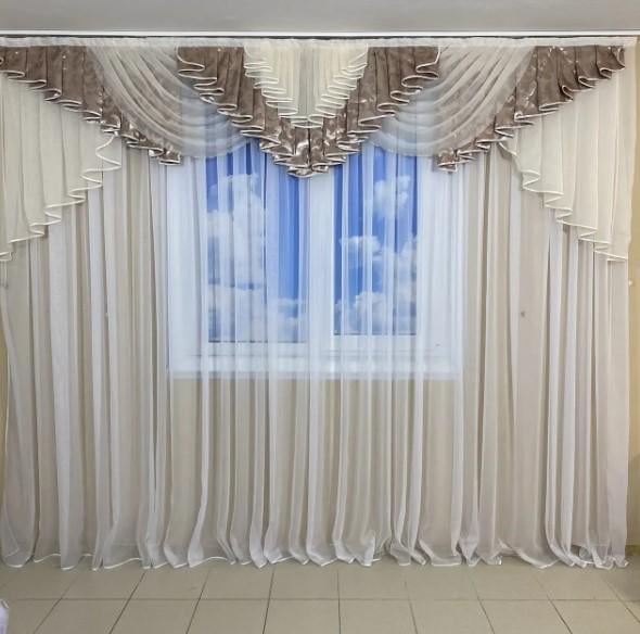 Ламбрекен блекаут/шифон 3 м Пудровый (447)