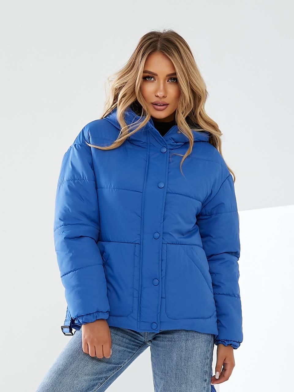 Куртка утепленная Khan короткая с поясом р. 42 Сапфировый (Kh332)