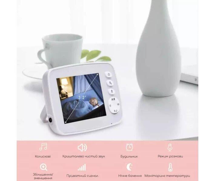 Відеоняня Baby Monitor SM-32 з датчиком звуку /з портативним дисплеєм та вимірюванням температури - фото 5