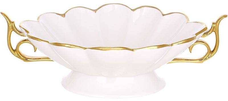 Фруктовка фарфоровая Gold Luxury с ручками и золотым декором 37х24,5х12 см - фото 1