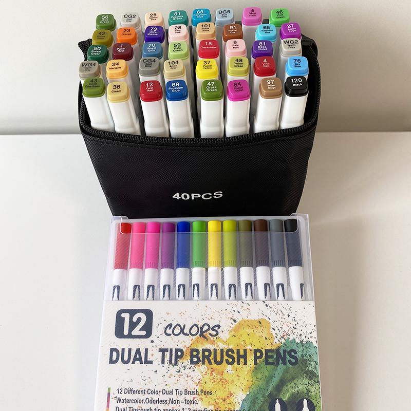 Набор для скетчинга Скетч-маркеры Touch Queen 40 шт + Линеры Dual Tip Brush Pens 12 шт Набор для скетчинга Скетч-маркеры Touch Queen 40 шт + Линеры Dual Tip Brush Pens 12 шт