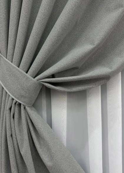 Тканина шторна льон блекаут однотонний Сірий (1821ш) - фото 4 Тканина шторна льон блекаут однотонний Сірий (1821ш) - фото 4