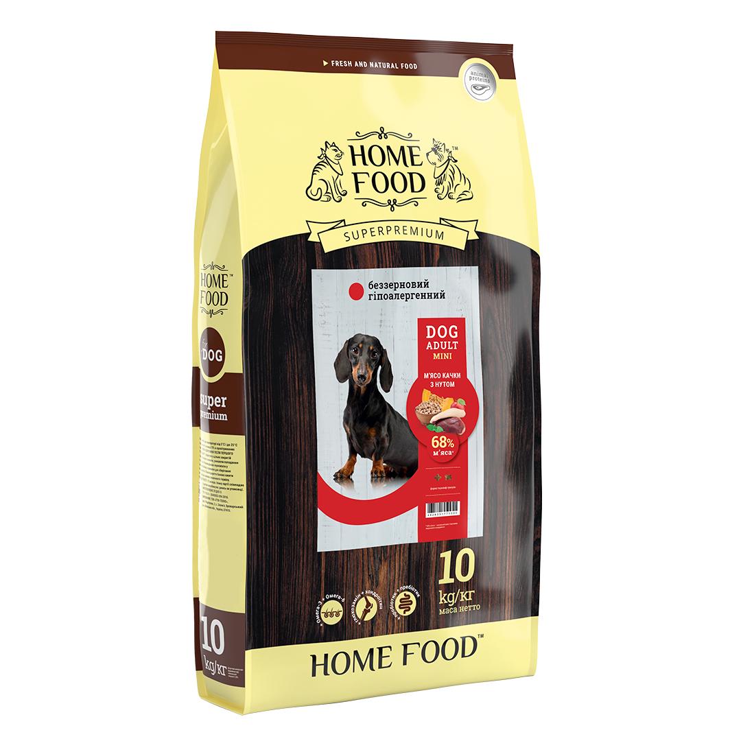 Корм HOME FOOD для дорослих собак дрібних порід беззерновой гіпоалергенний М'ясо качки з нутом 10 кг - фото 1 Корм HOME FOOD для дорослих собак дрібних порід беззерновой гіпоалергенний М'ясо качки з нутом 10 кг - фото 1