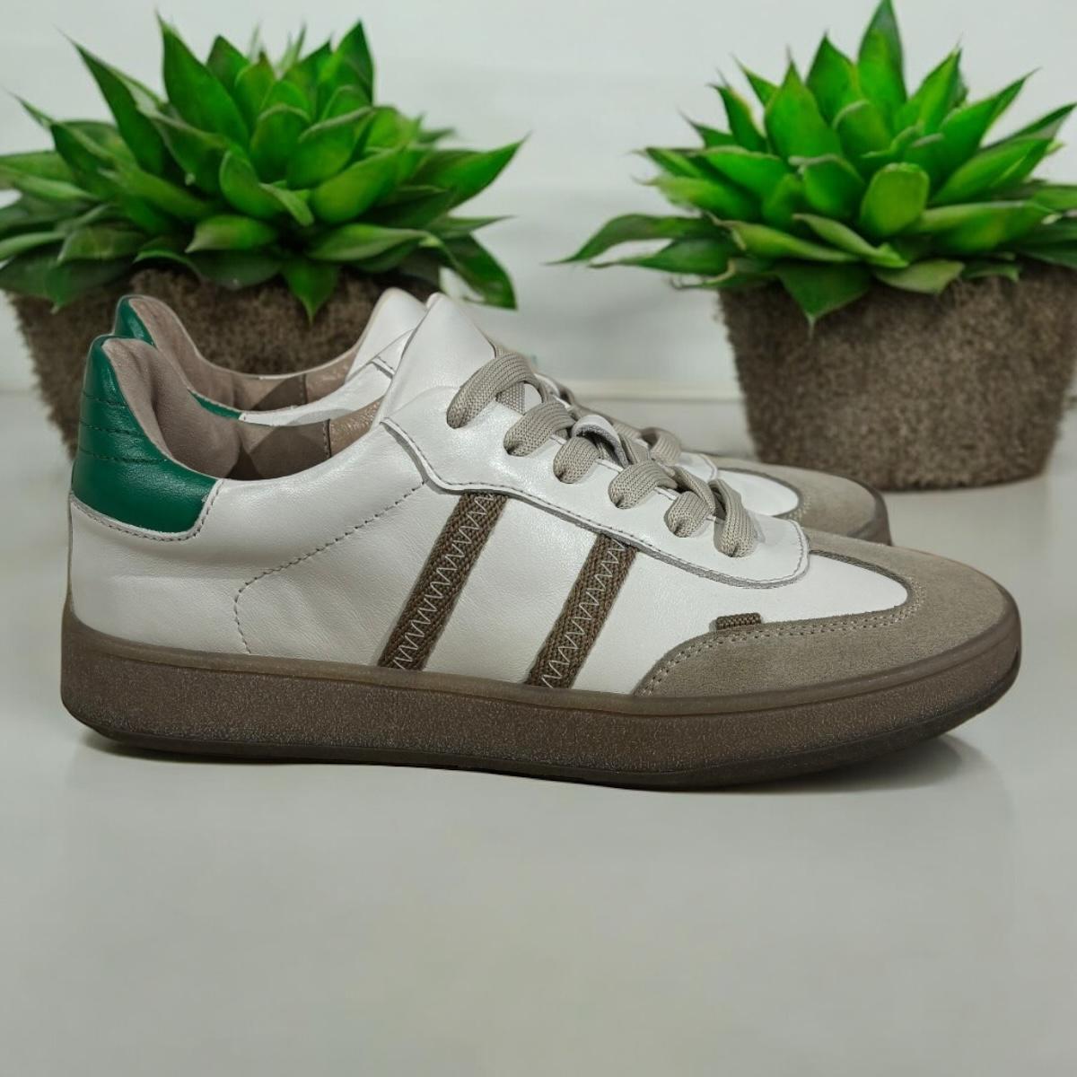 Кеди жіночі MARANDI з натуральної шкіри та з м'якою устілкою р. 35 Білий/Зелений (Neo-01-35-біло-зелений) - фото 3