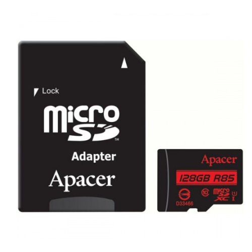 Карта памяти Apacer microSDXC UHS-1 Class 10 128 GB + SD адаптер (00-00004092)