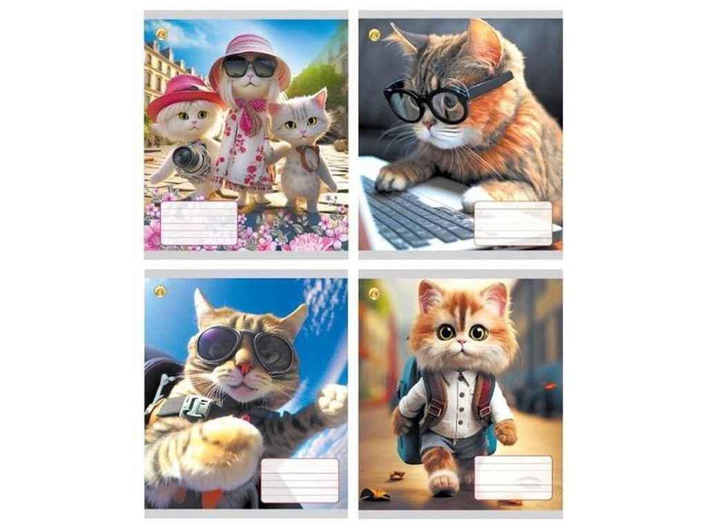 Тетрадь в косую линию Тетрада 12 л. 25 шт. твердая 43114 Кошачий стиль (1064067)