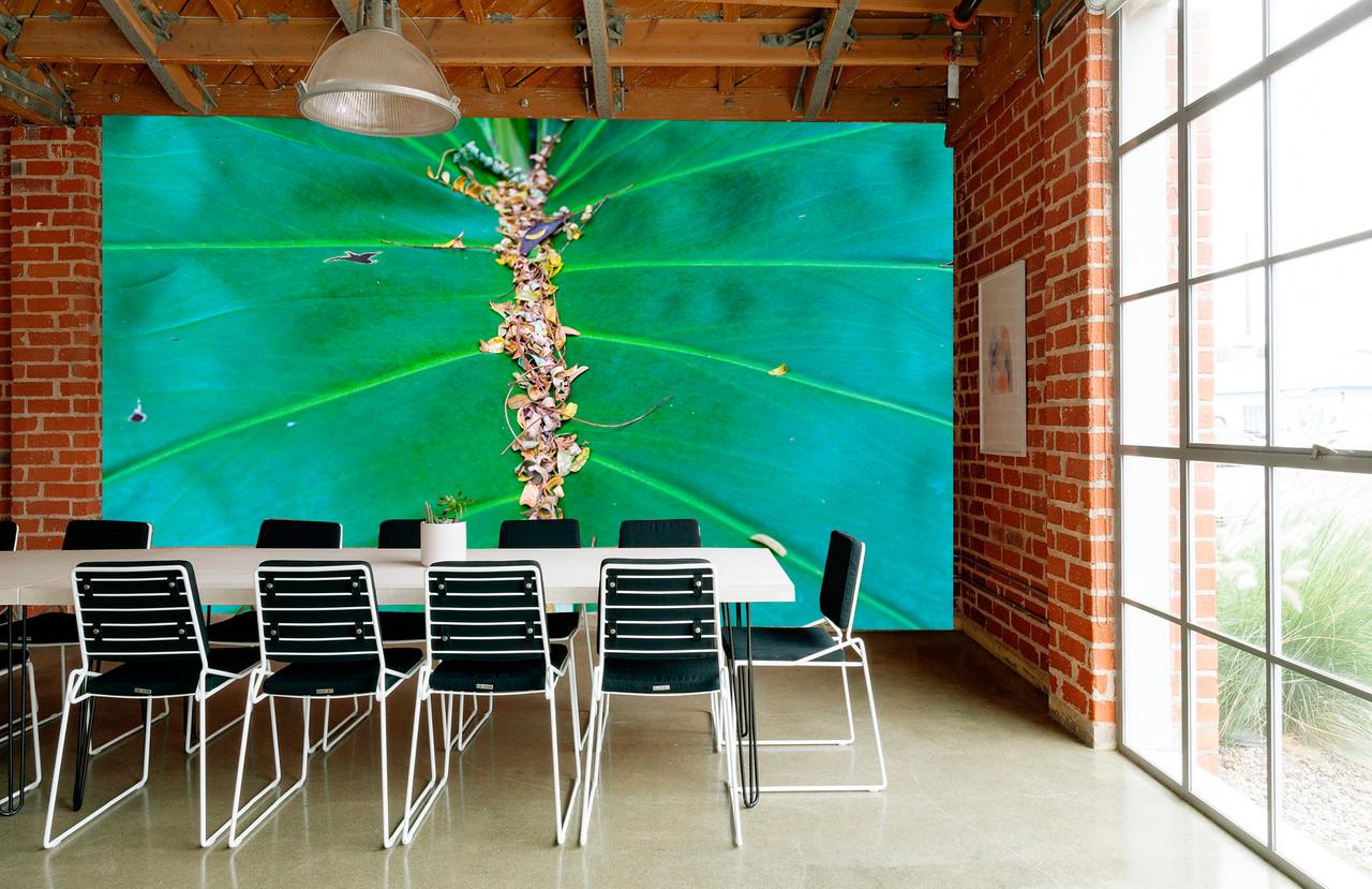 Фотообои флизелиновые для спальни/зала/кухни моющиеся Зеленый лист