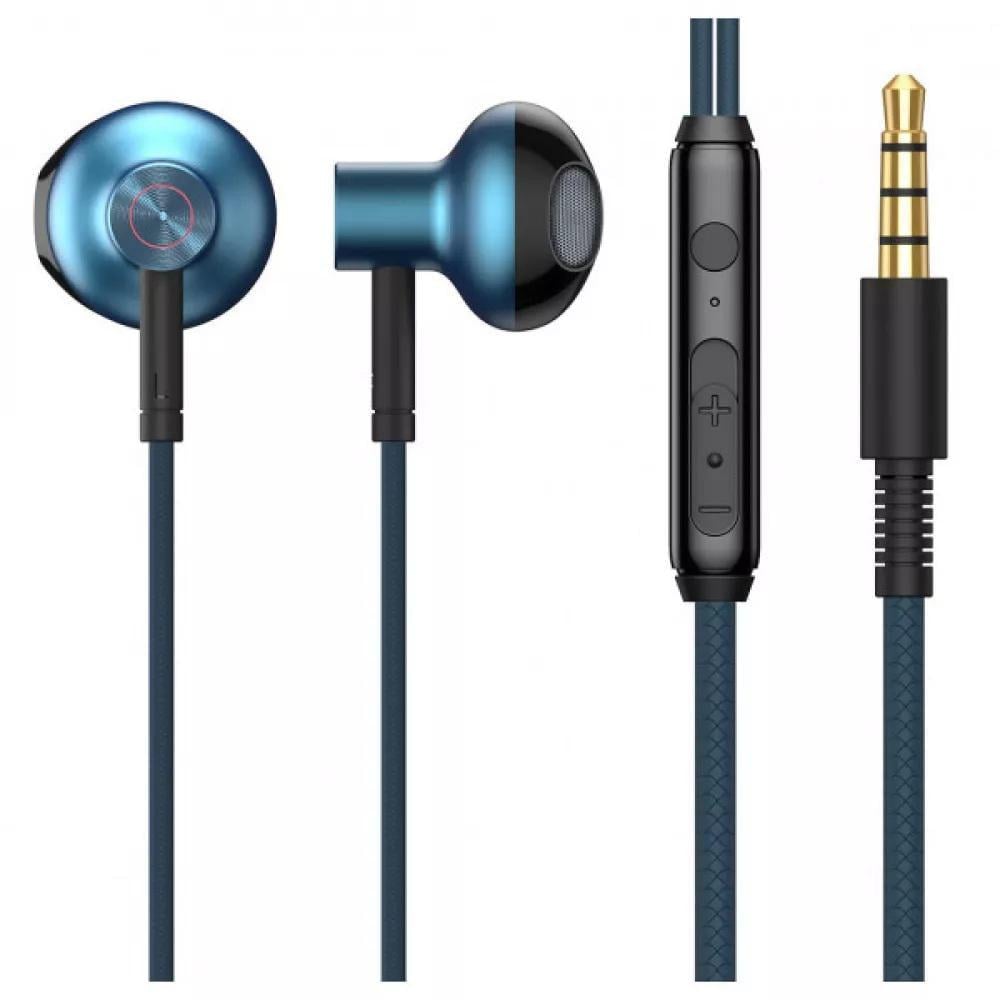 Наушники проволочные вкладыши BASEUS Encok H19 с микрофоном 3,5 мм Blue (NGH19-03)