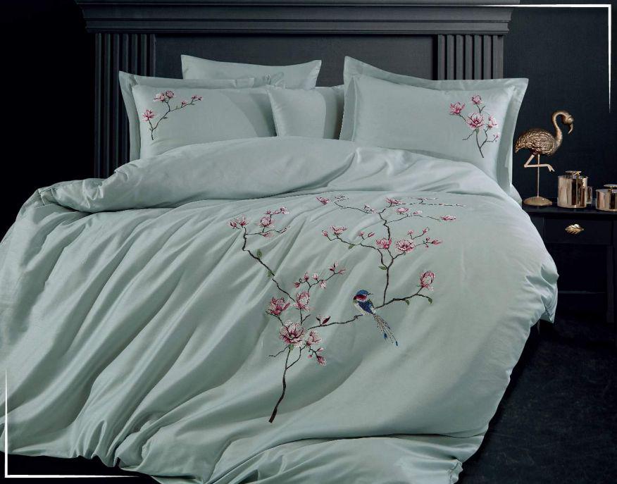 Постельное белье Dantela Huma maldiv Сатин с вышивкой Евро