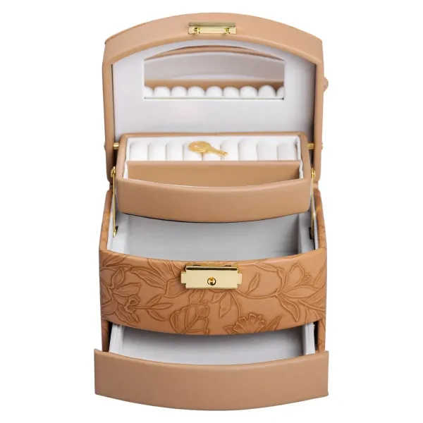 Кейс-ящик для украшений с замком 15,5х11,5х11,5 см Коричневый