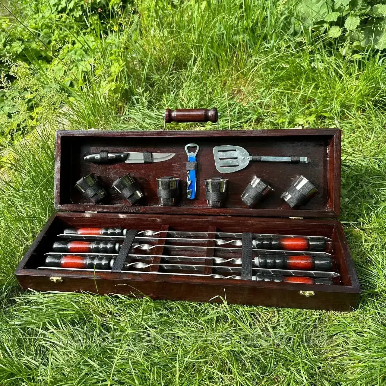 Набор шампуров в деревянном кейсе 15 предметов (2730779205)