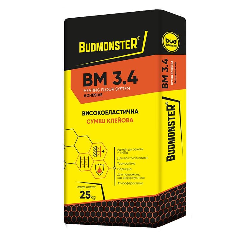 Клей для плитки BudmonsteR BM 3,4 еластичний 25 кг (87007)