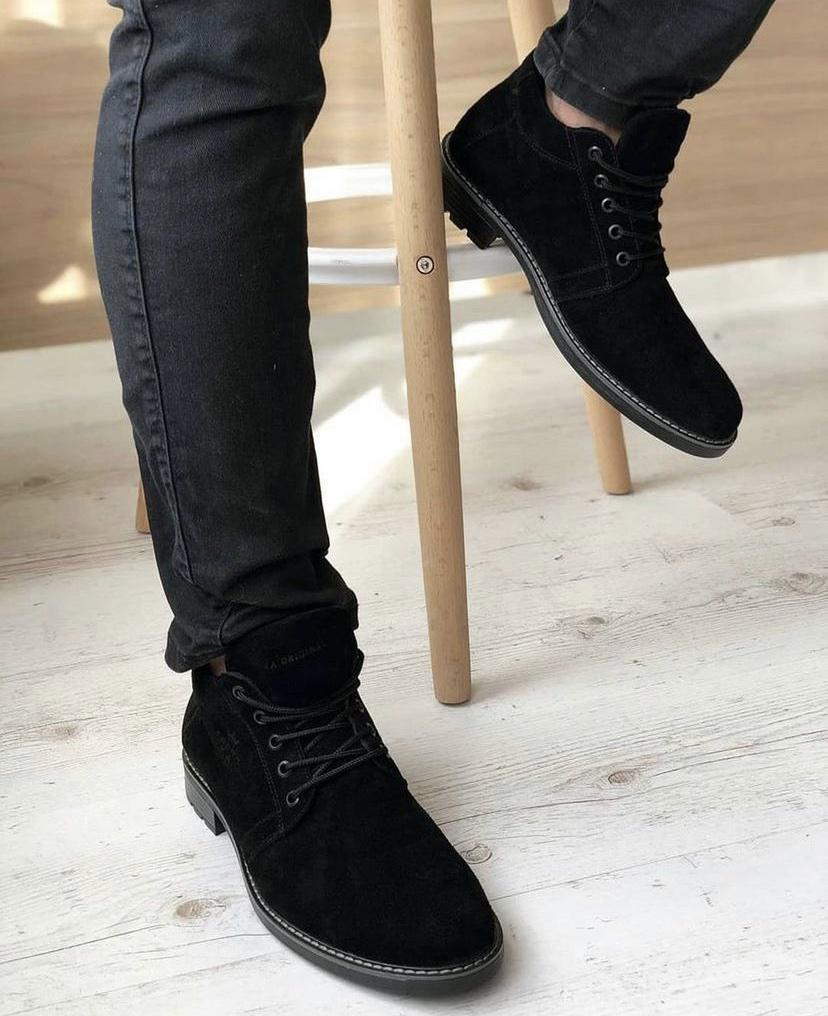 Туфли зимние мужские классические из натуральной замши CROWN р. 41 27 см Черный (30152335)