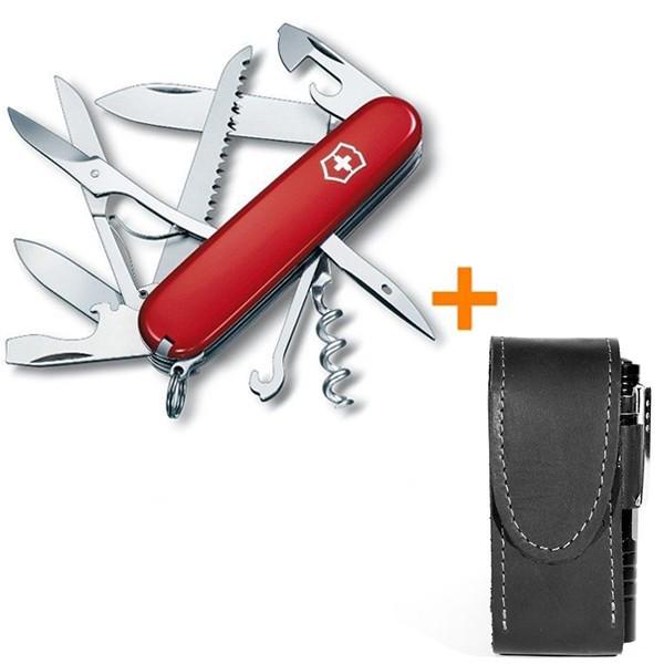 Комплект нож Victorinox Huntsman Red 1.3713/чехол с фонариком - фото 2