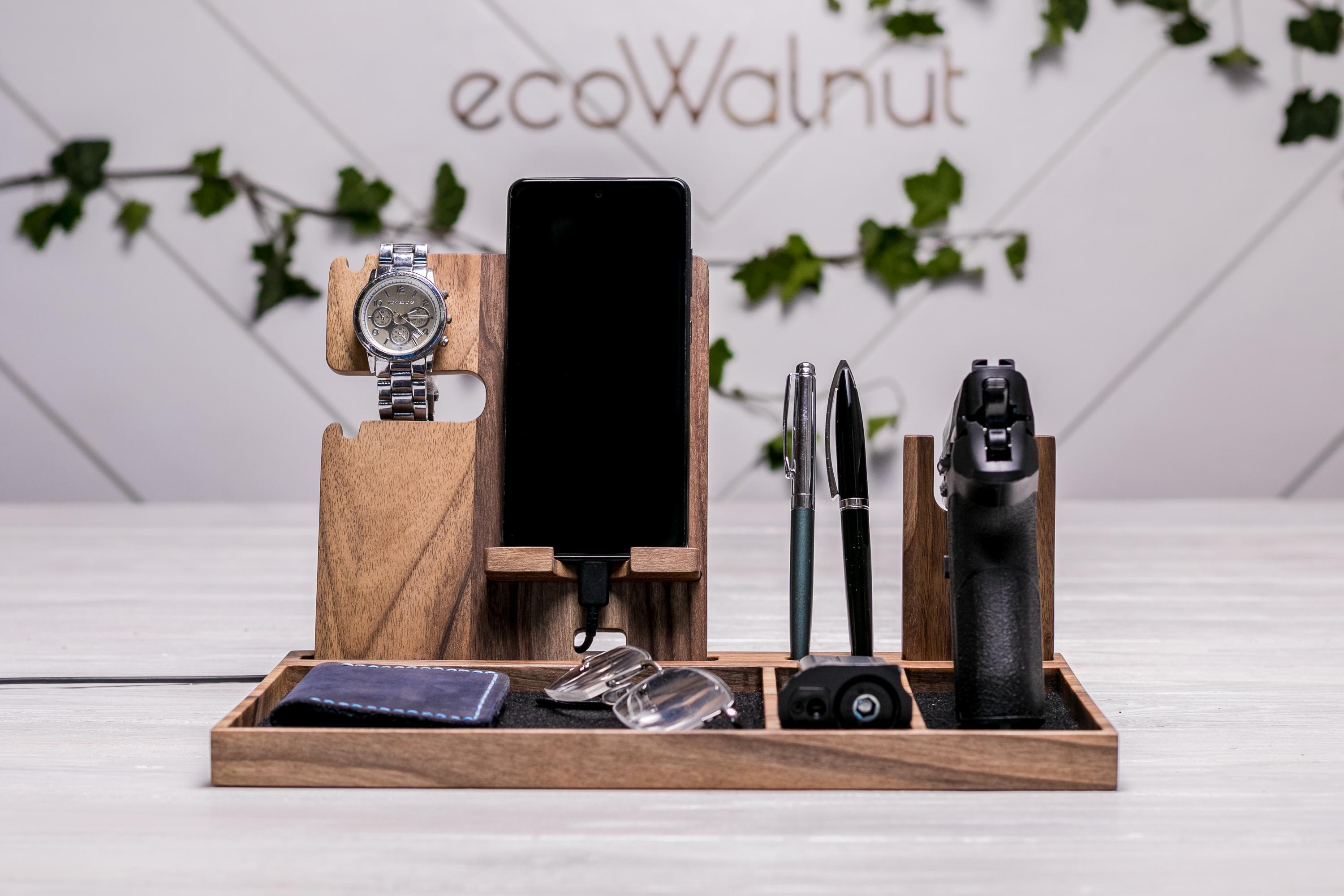 Органайзер іменний з дерева EcoWalnut для пістолета/телефону та годинника (EW-42.1) - фото 2