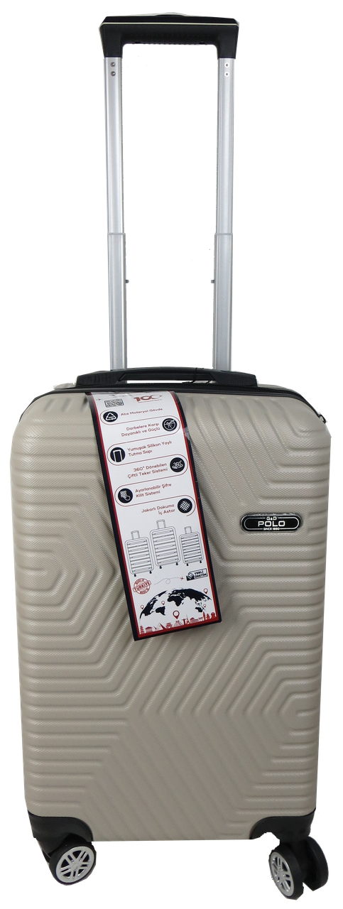 Чемодан на колесах GD Polo маленький пластиковый 45 л Светло-бежевый